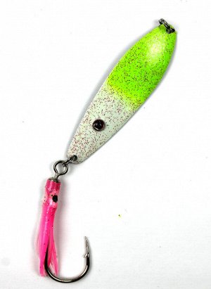 Блесна-колебалка Salmon Trolling ST-310S (7,5см, 5.6 гр, с октопусом, Chartreuse/White UV Glow)