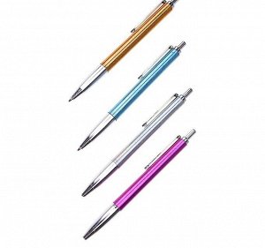 Ручка шариковая, автоматическая, металлик, МИКС ( в одной фасовке-один цвет), стержень синий
