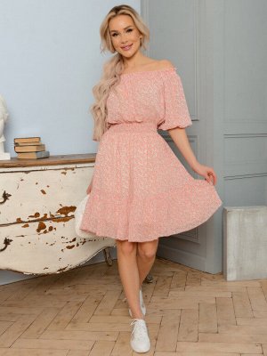 Платье на резинке в розовый мелкий цветочек
