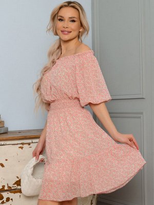 Платье на резинке в розовый мелкий цветочек