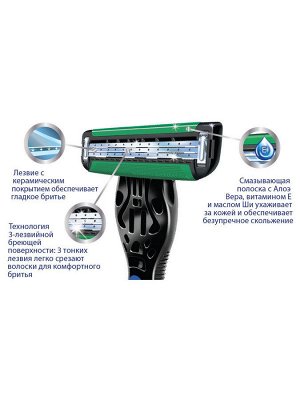 DEONICA® FOR MEN Бритва безопасная со сменной кассетой, 3 лезвия