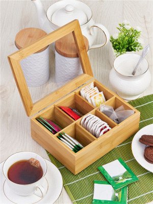 Органайзер для пакетиков чай/кофе бамбук 21*16*7,5см №1