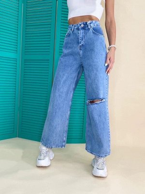 Джинсы Женские джинсы - палаццо 
☑ Качество отличное
☑ Хлопок 100% , в укороченном варианте
☑ Посадка высокая , рост модели 170