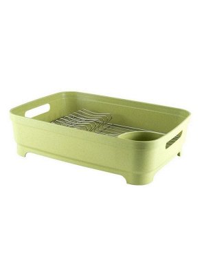 2412 GIPFEL Сушилка для посуды одноярусная с поддоном, 46х34х12см. Цвет: зеленый. Материал: пластик АВС , нерж. сталь.