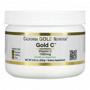 California Gold Nutrition, Gold C Powder, витамин C, 1000 мг, 250 г (8,81 унции)