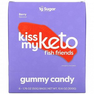 Kiss My Keto, Fish Friends Gummy Candy, Berry Flavor, 6 Bags, 1.76 oz ( 50 g) Each