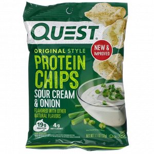 Quest Nutrition, Original Style Protein Chips, Sour Cream & Onion, 12 Pack, 1.1 oz (32 g) Each