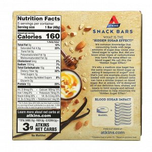 Atkins, Honey Almond Greek Yogurt Bar, Gluten Free, 5 Bars, 1.41 oz (40 g) Each