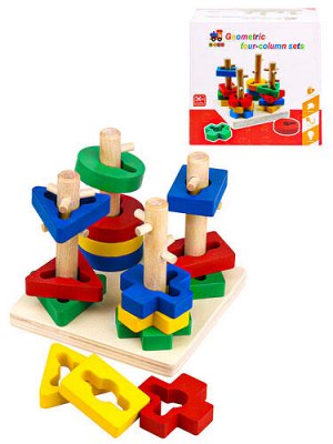 Игрушка деревянная Пирамидка "Фигуры" (по формам) 13*13,5 см