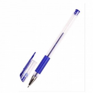 Ручка гелевая с резиновым упором 0,7мм Legend СИНЯЯ, прозрачный корпус