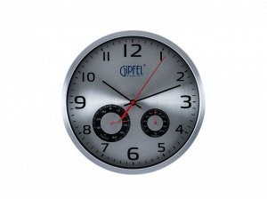 9413 GIPFEL Часы настенные с термометром и гигрометром, 30см. Материал: алюминий, пластик