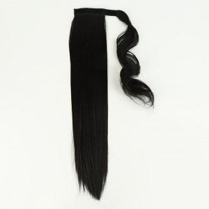 Хвост накладной, прямой волос, на резинке, 60 см, 100 гр, цвет чёрный(#SHT3)