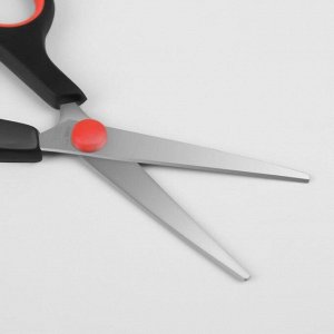 Ножницы парикмахерские с упором, лезвие — 6 см, цвет чёрный/красный