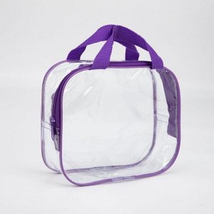 Косметичка-сумочка ПВХ, отдел на молнии, с ручками, цвет фиолетовый