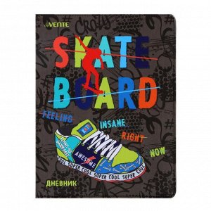 Дневник универсальный для 1-11 классов Skateboard, твёрдая обложка из искусственной кожи с поролоном, цветная печать, ляссе, 48 листов
