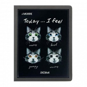 Дневник универсальный для 1-11 классов Cats Emotions, твёрдая обложка, искусственная кожа, объёмная аппликация, 48 листов