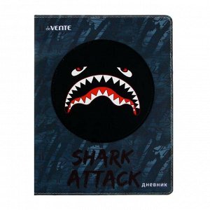 Дневник универсальный для 1-11 классов Shark Attack, твёрдая обложка из искусственной кожи с поролоном, объёмная аппликация, ляссе, 48 листов