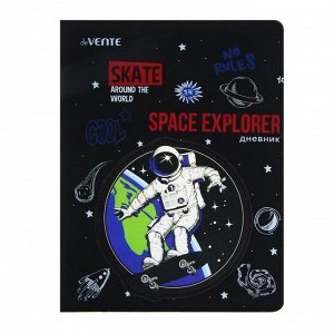 Дневник универсальный для 1-11 классов Space Explore, твёрдая обложка из искусственной кожи с поролооном, шелкография, объёмная аппликация, 48 листов