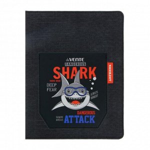 Дневник универсальный для 1-11 классов Shark, твёрдая обложка из искусственной кожи с поролоном, объёмная аппликация, ляссе, 48 листов