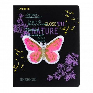 Дневник универсальный для 1-11 классов Neon Butterfly, твёрдая обложка из искусственной кожи с поролоном, шелкография, объёмная аппликация, 48 листов