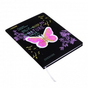 Дневник универсальный для 1-11 классов Neon Butterfly, твёрдая обложка из искусственной кожи с поролоном, шелкография, объёмная аппликация, 48 листов