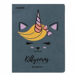 Дневник универсальный для 1-11 классов KittyCorn, твёрдая обложка из искусственной кожи, шелкография, тиснение фольгой, ляссе, 48 листов