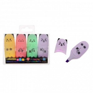 Набор маркеров текстовыделителей 4 цвета Pastel , 5.0 мм, deVENTE Kitty (пастельные цвета), мини-корпус с АНТИБАКТЕРИАЛЬНЫМ покрытием, в пластиковой упаковке