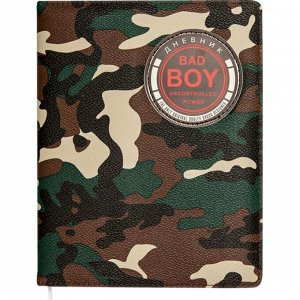 Дневник универсальный для 1-11 классов Bad boy, твёрдая обложка, искусственная кожа, объёмная аппликация, ляссе, тонированный блок, 48 листов
