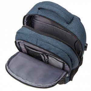 Рюкзак BRAUBERG URBAN универсальный, с отделением для ноутбука, USB-порт, "Denver", синий, 46х30х16 см