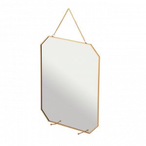 40101 GIPFEL Зеркало-органайзер GRADUATO подвесное с крючками для украшений. Размер: 30х25х3см. Цвет: прозрачный, золотистый. Материал: стекло, железо.