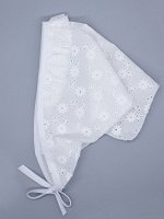 Косынка для девочки на завязках с оборкой, цветочный узор, молочный