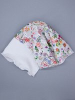 Косынка трикотажная для девочки, разноцветные цветочки, белый