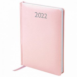 Ежедневник датированный 2022 А5 138x213 мм BRAUBERG “Profile“, балакрон, светло-розовый, 112767
