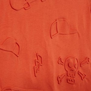 Футболка с рельефными узорами - оранжевый