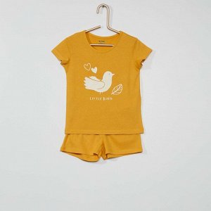 Короткая пижама из экологически чистого материала - желтый