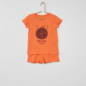Короткая пижама из экологически чистого материала - оранжевый