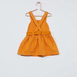 Легкое платье с поясом - оранжевый