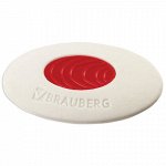 Ластик BRAUBERG &quot;Oval PRO&quot;, 40х26х8 мм, овальный, красный пластиковый держатель, 229560