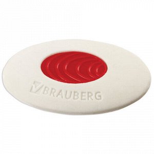 Ластик BRAUBERG "Oval PRO", 40х26х8 мм, овальный, красный пластиковый держатель, 229560