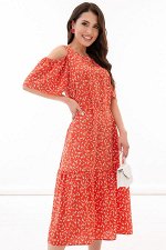 Платье &quot;Марианна&quot; (красное, веточки) П2355