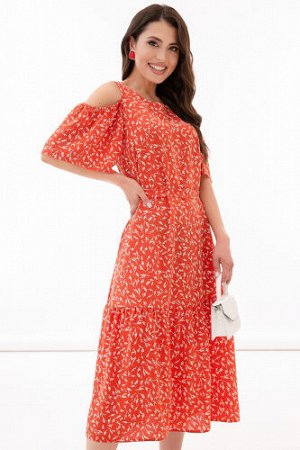 Платье "Марианна" (красное, веточки) П2355