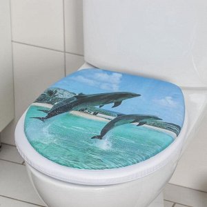 Сиденье для унитаза с крышкой «Дельфины», 40?37 см