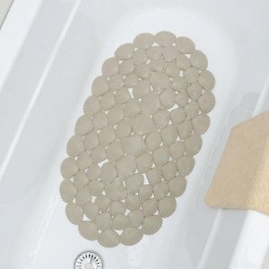 SPA-коврик для ванны на присосках «Ракушки», 38×68 см, цвет серый