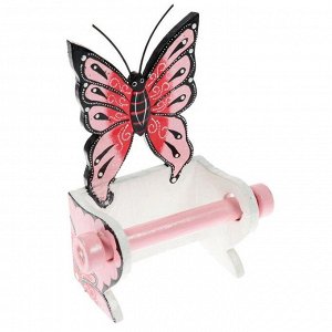 Держатель для туалетной бумаги "Бабочка розовая" дерево 18х10х25