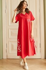 Платье 346/10-УЦ1, красный/принт