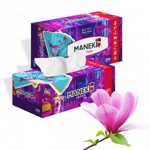 Салфетки бумажные "Maneki" DREAM с ароматом магнолии, 2 слоя, белые, 250 шт./коробка (1/54)