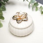 Шкатулка керамика &quot;Лилия на белом&quot; 7х8х8 см