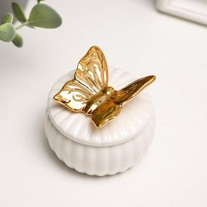 Шкатулка керамика "Золотая бабочка" 6,5х6,5х6,5 см