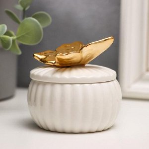 Шкатулка керамика "Золотая бабочка" 6,5х6,5х6,5 см