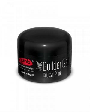 Гель для ногтей One Phase Builder Gel Crystal Pink PNB прозрачно-розовый, 15 мл.